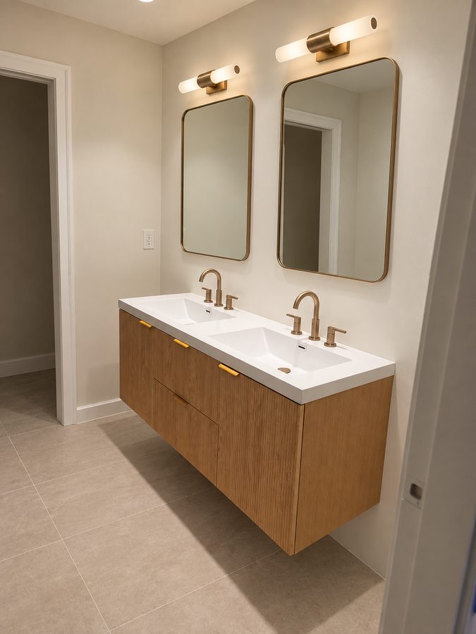 Bathroom remodel with double vanity, Seattle WA