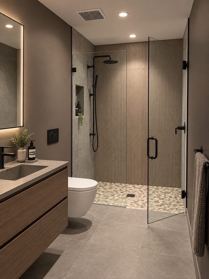 Luxury bathroom remodel with walk-in shower