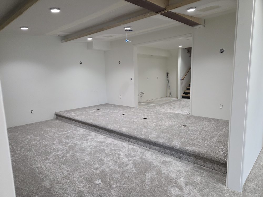 Basement remodel being converted into a home theater, Redmond WA